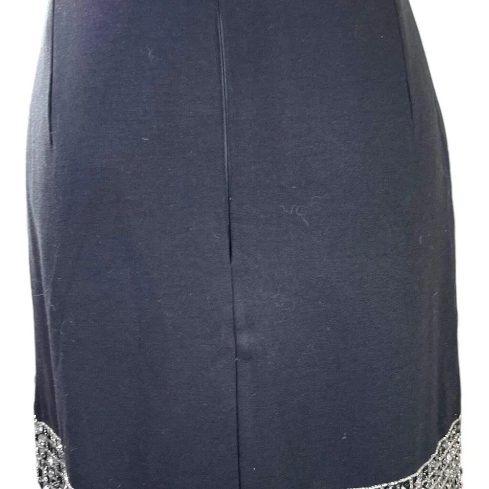 French Connection Black Sequin Trim Mini Skirt Sz 10 Dressy Sexy‎ Classic